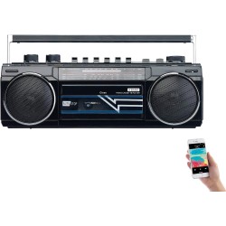 Auvisio enregistreur cassette : boombox rétro avec lecteur cassette, radio, usb, sd & bleutooth, 8 w (enregistreur cassette rétr