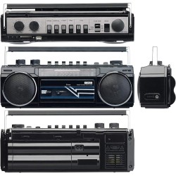 Auvisio enregistreur cassette : boombox rétro avec lecteur cassette, radio, usb, sd & bleutooth, 8 w (enregistreur cassette rétr