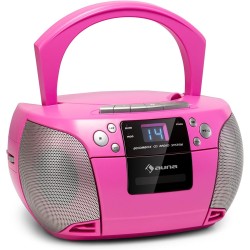 Auna harper - cd boombox, lecteur cd, fonction bleutooth, lecteur de cassettes, tuner radio fm, entrée aux, port usb, affichage 