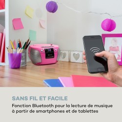 Auna harper - cd boombox, lecteur cd, fonction bleutooth, lecteur de cassettes, tuner radio fm, entrée aux, port usb, affichage 