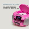 Auna harper - cd boombox, lecteur cd, fonction bleutooth, lecteur de cassettes, tuner radio fm, entrée aux, port usb, affichage 