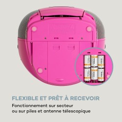 Auna harper - cd boombox, lecteur cd, fonction bleutooth, lecteur de cassettes, tuner radio fm, entrée aux, port usb, affichage 