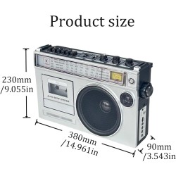 Cassette rétro style années 80 avec radio am/fm,lecteur cassette boombox retro,enregistreur de bande rétro,fonction de transcrip
