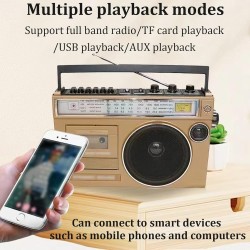 Cassette rétro style années 80 avec radio am/fm,lecteur cassette boombox retro,enregistreur de bande rétro,fonction de transcrip