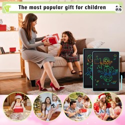 Tablette D'écriture LCD 15 Pouces-2 Pack,LCD Tablette Dessin avec Ecran Coloré,Bloc D'écriture Effaçable avec des Autocollants D