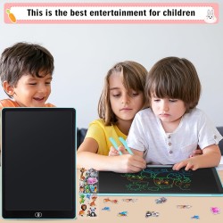 Tablette D'écriture LCD 15 Pouces-2 Pack,LCD Tablette Dessin avec Ecran Coloré,Bloc D'écriture Effaçable avec des Autocollants D