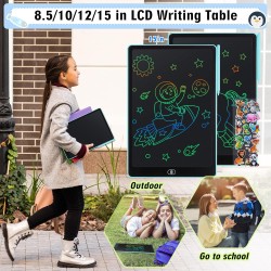 Tablette D'écriture LCD 15 Pouces-2 Pack,LCD Tablette Dessin avec Ecran Coloré,Bloc D'écriture Effaçable avec des Autocollants D