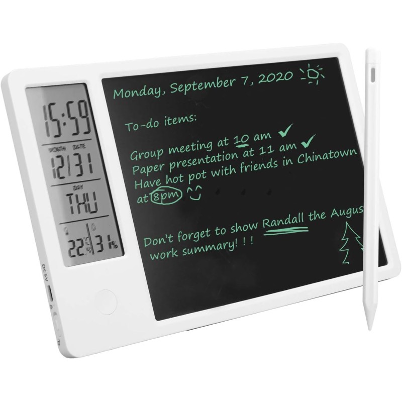 Tablette d'écriture LCD avec stylet, calendrier électronique de bureau Tableau d'écriture LCD de type C Bloc-notes à affichage n
