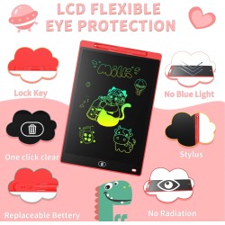 Tablette d'écriture LCD colorée de 8,5, Tableau de dessin électronique - Tableau graphique avec tableau blanc effaçable portable
