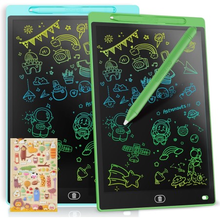 Lot de 2 tableaux d'écriture LCD de 25,4 cm - Tablette d'écriture électronique colorée - Pour jeux d'enfants de 2 à 7 ans, garço