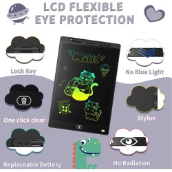 [Lot de 2] Genialba Tablette D'écriture LCD Colorée 12 Pouces, Planche À Dessin Effaçable Portable, Tablette Graphique Éducative