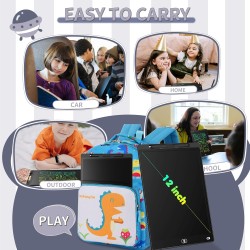 [Lot de 2] Genialba Tablette D'écriture LCD Colorée 12 Pouces, Planche À Dessin Effaçable Portable, Tablette Graphique Éducative
