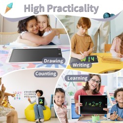 [Lot de 2] Genialba Tablette D'écriture LCD Colorée 12 Pouces, Planche À Dessin Effaçable Portable, Tablette Graphique Éducative