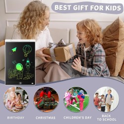 [Lot de 2] Genialba Tablette D'écriture LCD Colorée 12 Pouces, Planche À Dessin Effaçable Portable, Tablette Graphique Éducative
