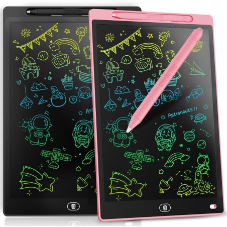 [Lot de 2] Genialba Tablette d'écriture LCD colorée de 12 pouces, tablette d'écriture LCD, tablette graphique pour jeux d'enfant