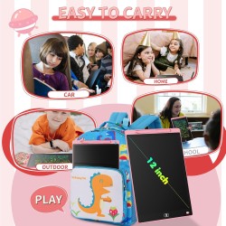 [Lot de 2] Genialba Tablette d'écriture LCD colorée de 12 pouces, tablette d'écriture LCD, tablette graphique pour jeux d'enfant
