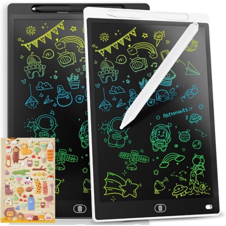 [Lot de 2] Genialba Tablette D'écriture LCD Colorée 10 Pouces, Planche À Dessin Effaçable Portable, Tablette Graphique Éducative