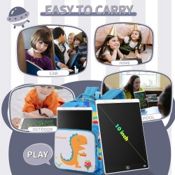 [Lot de 2] Genialba Tablette D'écriture LCD Colorée 10 Pouces, Planche À Dessin Effaçable Portable, Tablette Graphique Éducative