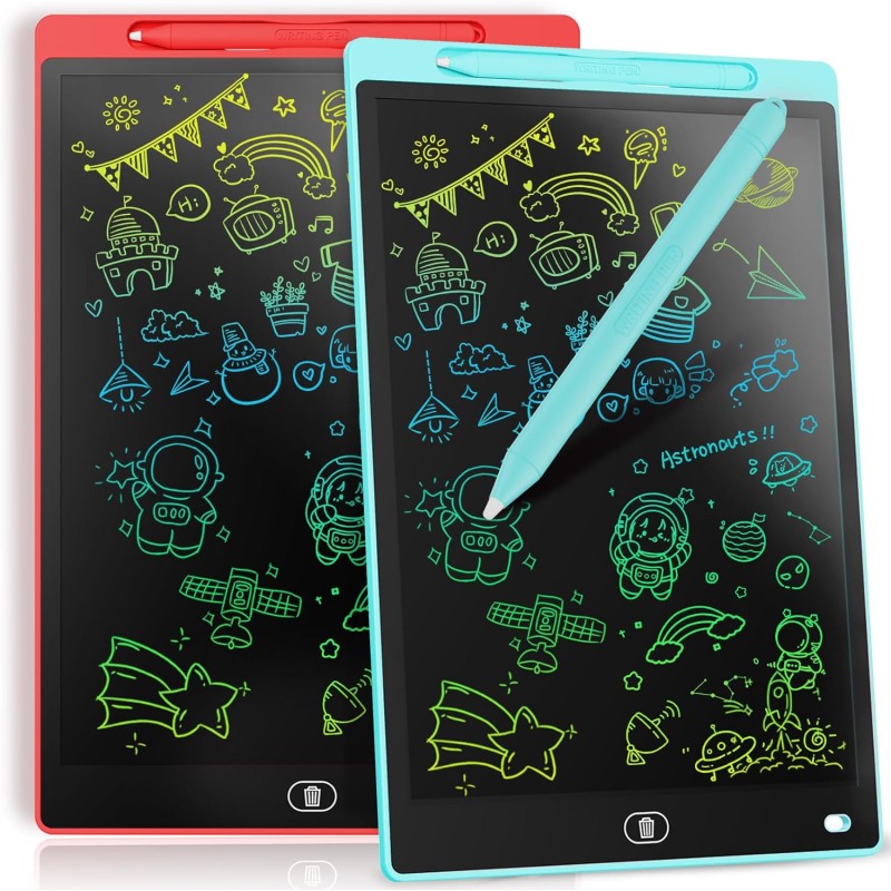 [2 pièces] Tablette Graphique LCD Écriture Colorée 12 Pouces, Tableau de Dessin Effaçable, Cadeau Enfants, Tablette Graphique po