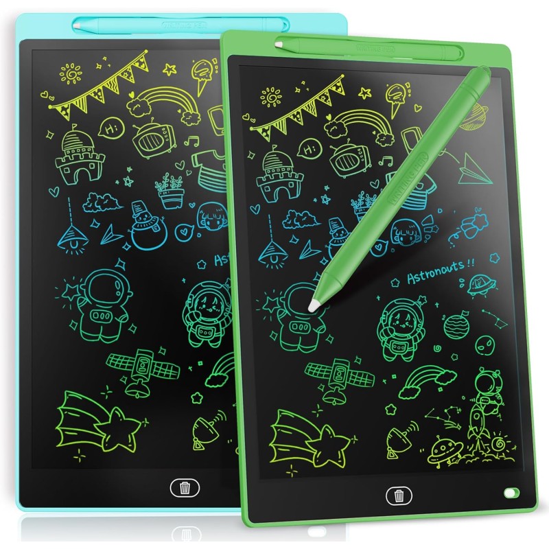 [2 pièces] Tablette Graphique LCD Écriture Colorée 12 Pouces, Tableau de Dessin Effaçable, Cadeau Enfants, Tablette Graphique po