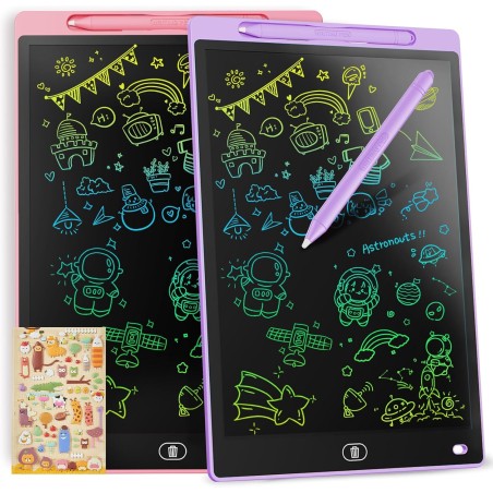 Lot de 2 tableaux d'écriture LCD colorés de 25,4 cm - Pour jeux d'enfants de 2, 3, 4, 5, 6, 7 ans, garçons et filles - Violet et