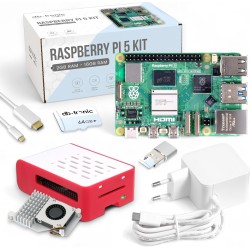 Raspberry Pi 5 Kit de Refroidissement 8 Go | Adaptateur d'alimentation USB-C 27 W | logement | Refroidisseur Actif | Carte mémoi