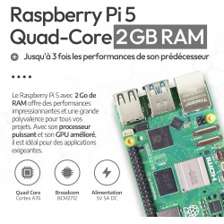Raspberry Pi 5 Kit de Refroidissement 2 Go | Édition 64 Go | Bloc d'alimentation Officiel 27 W | Boîtier Airflow | Refroidisseur