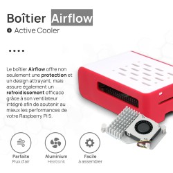 Raspberry Pi 5 Kit de Refroidissement 2 Go | Édition 64 Go | Bloc d'alimentation Officiel 27 W | Boîtier Airflow | Refroidisseur