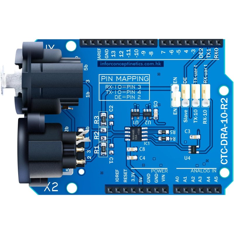 CQRobot DMX Shield MAX485 Chipset Compatible with Arduino Motherboard (RDM Capable), with XLR 3-Pin Male/Female Connectors, Devi