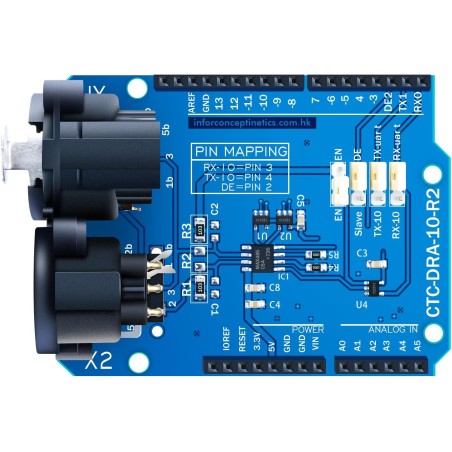 CQRobot DMX Shield MAX485 Chipset Compatible with Arduino Motherboard (RDM Capable), with XLR 3-Pin Male/Female Connectors, Devi
