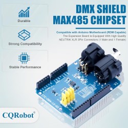 CQRobot DMX Shield MAX485 Chipset Compatible with Arduino Motherboard (RDM Capable), with XLR 3-Pin Male/Female Connectors, Devi