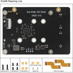 Geekworm X1005 Dual NVMe SSD Shield Bottom for Raspberry Pi 5, Supports Hailo-8 AI Accelerator
