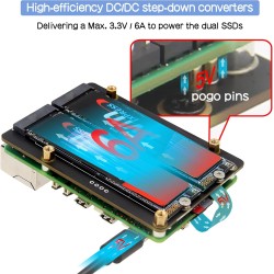 Geekworm X1005 Dual NVMe SSD Shield Bottom for Raspberry Pi 5, Supports Hailo-8 AI Accelerator