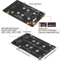 Geekworm X1005 Dual NVMe SSD Shield Bottom for Raspberry Pi 5, Supports Hailo-8 AI Accelerator