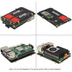 Geekworm X1005 Dual NVMe SSD Shield Bottom for Raspberry Pi 5, Supports Hailo-8 AI Accelerator