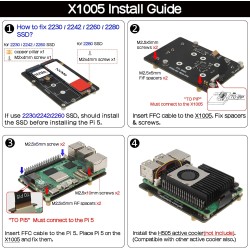 Geekworm X1005 Dual NVMe SSD Shield Bottom for Raspberry Pi 5, Supports Hailo-8 AI Accelerator
