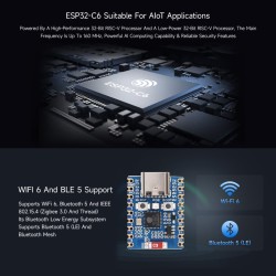 Waveshare esp32-c6 mini development board(with pre-solderouge header), based on esp32-c6fh4, dual processors, 160mhz running fre