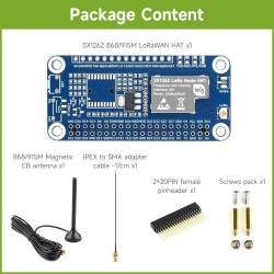 Waveshare SX1262 868/915M LoRaWAN Node Module for Raspberry Pi,with Sucker Antenna,Higher Power Efficiency,Longer Transmission D