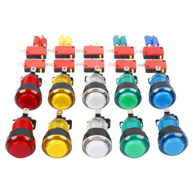 EG STARTS 10 x Nouveaux LED Arcade Boutons avec micro switch Mame Multicade choix de 5 couleurs