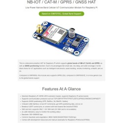 Waveshare SIM7070G NB-IoT/Cat-M/GPRS/GNSS Hat for Raspberry Pi, Low Power Narrow Band Cellular IoT Communication Module Global B