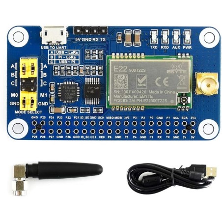 Waveshare SX1262 Lora Hat for Raspberry Pi Spread Spectrum Modulation 868MHz Auto Multi-Level Repeating Supports Wireless Parame