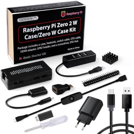 GeeekPi Raspberry Pi Zero 2 W Kit avec Raspberry Pi Zero 2 W Boîtier, Alimentation, Dissipateur, 4 Port USB HUB,en-tête GPIO 20 