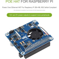 Power Over Ethernet PoE Hat pour Raspberry Pi 4B/3B+, 802.3af/at PoE Network, 5V USB-A&12V Header Outputs, PoE Carte D'extension