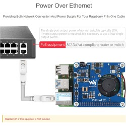 Power Over Ethernet PoE Hat pour Raspberry Pi 4B/3B+, 802.3af/at PoE Network, 5V USB-A&12V Header Outputs, PoE Carte D'extension