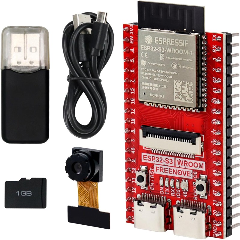Freenove ESP32-S3 ESP32 S3 CAM Board (16 MB Flash), Dual-Core 32-bit 240 MHz Microcontroller, Onboard Camera Wireless, Python C 
