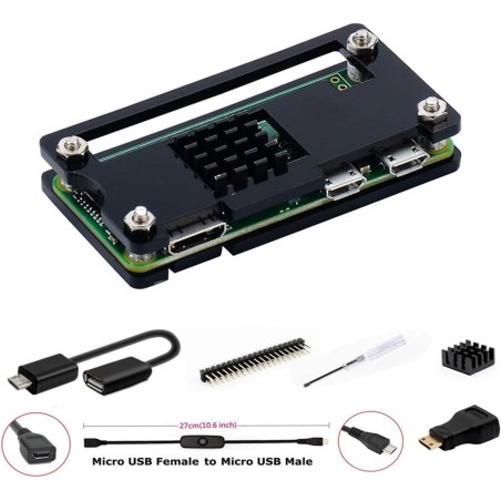 GeeekPi pour Raspberry Pi Zero / Zero W, Kit de démarrage avec acrylique Raspberry Pi Zero Case, En-tête GPIO 20 broches, Câble 