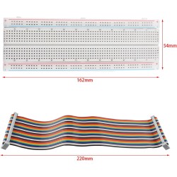 ZDE Carte d'extension RPi GPIO Breakout + Câble Ruban Plat 40 Broches + Planche à Pain Compatible avec Raspberry Pi 5 4B 3B+ 3B 