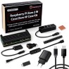 Geeekpi case kit for raspberry pi zero 2 w with aluminum passive cooling case,qc3.0 quick charger power supply,heatsink,20pin gp