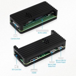 Geeekpi case kit for raspberry pi zero 2 w with aluminum passive cooling case,qc3.0 quick charger power supply,heatsink,20pin gp