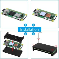 Geeekpi case kit for raspberry pi zero 2 w with aluminum passive cooling case,qc3.0 quick charger power supply,heatsink,20pin gp